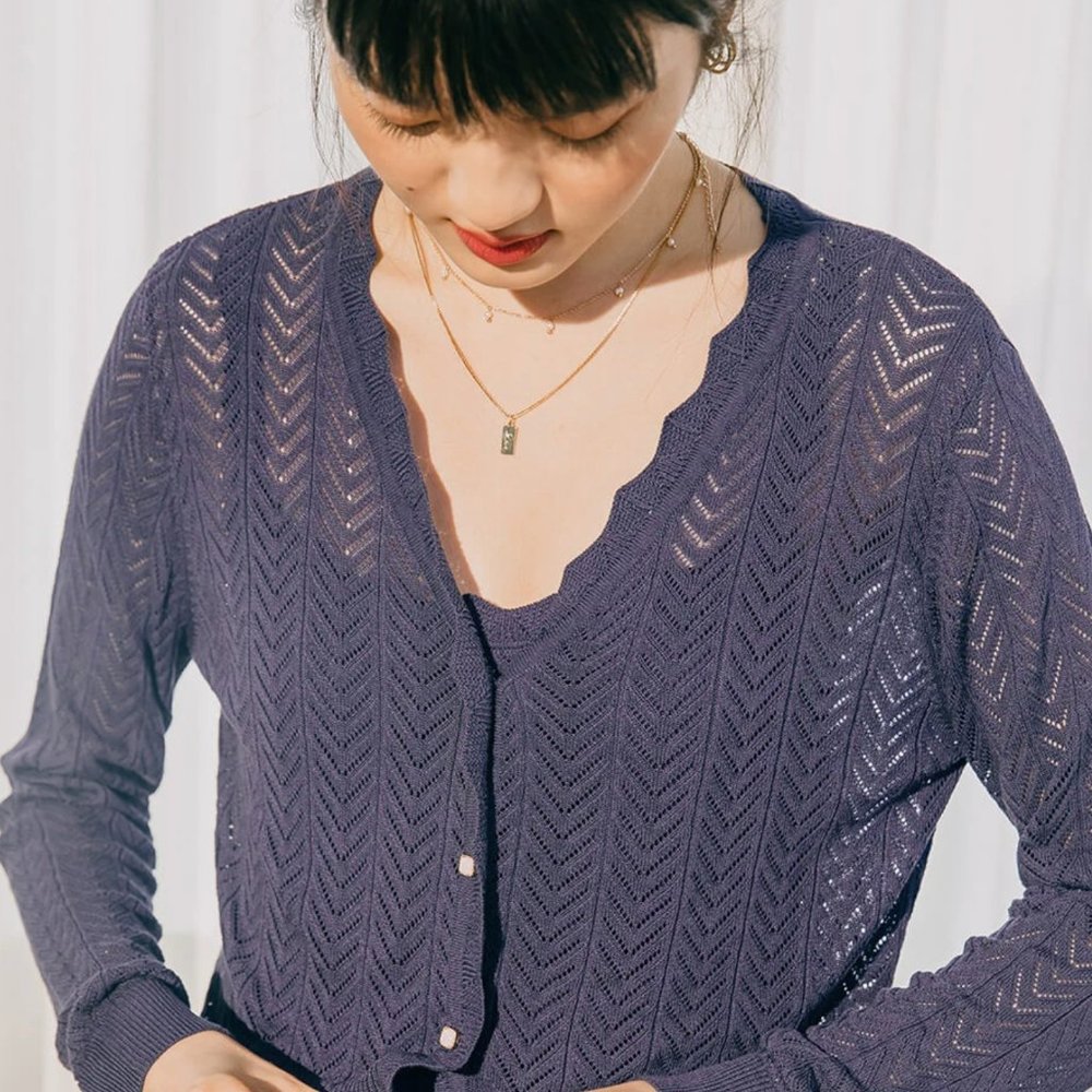 Simple Retro Sabrina Cardigan | Violet